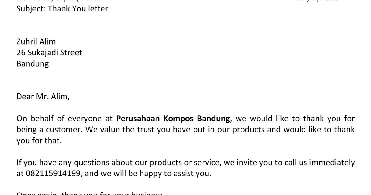 Contoh Email Kepada Pelanggan - Contoh Cut