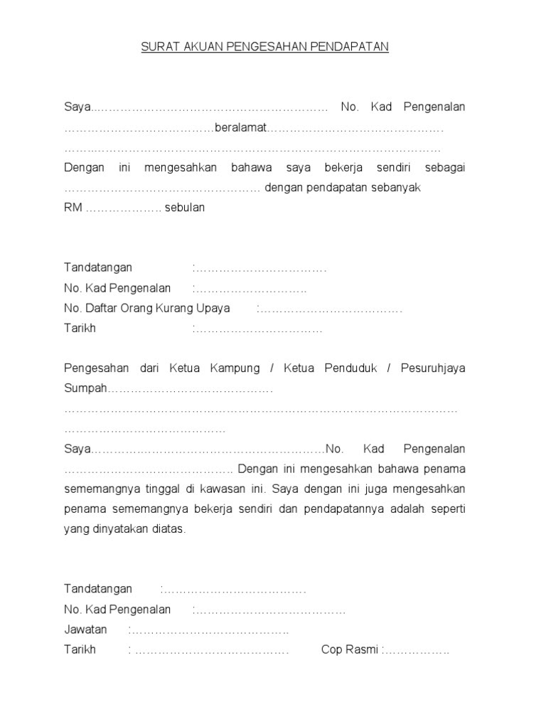 Surat Rasmi Tiada Slip Gaji - Rasmi Re