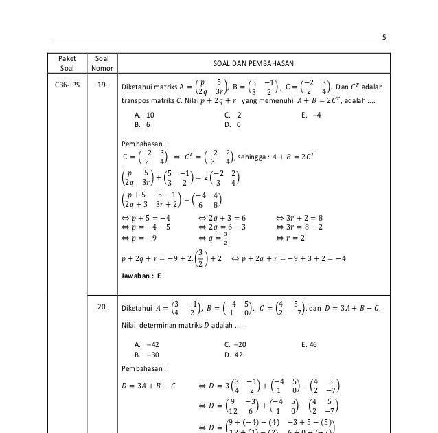 Contoh Soal Determinan Matriks 3x3 Dan Pembahasannya ...