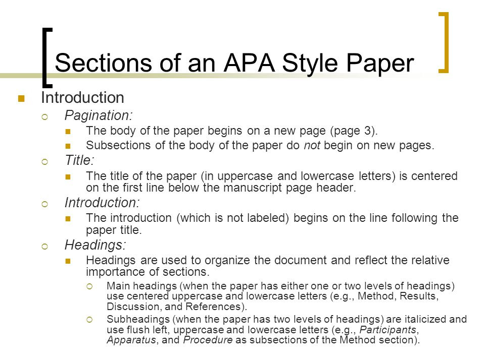 sections of an apa paper