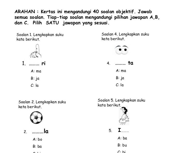 Soalan Peperiksaan Bahasa Melayu Tadika 6 Tahun  Syurat g