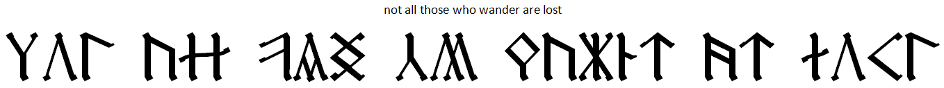 How the tengwar evolved into cirth. Hoping To Get Some Help Translating The Not All Who Wander Quote Into Dwarven Khuzdul For A Friend S Birthday Lotr