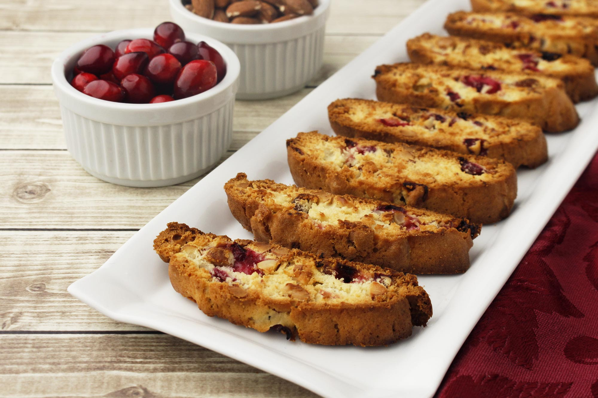 They are baked twice so that they dry out and are generally dipped into dessert wine. Full Circle Recipe Cranberry Almond Biscotti
