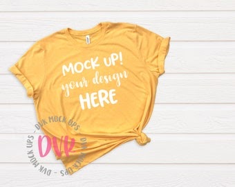 Download Mock up Bella Canvas 3001, Yellow Gold unisex T-Shirt ...