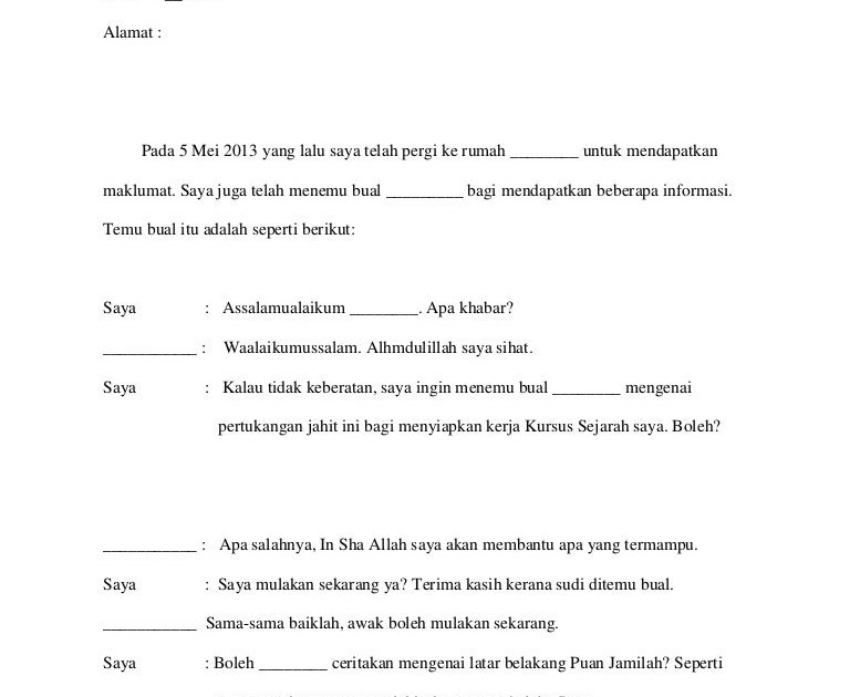 Contoh Soalan Temu Bual Kerja Kursus Geografi Pt3 2019 