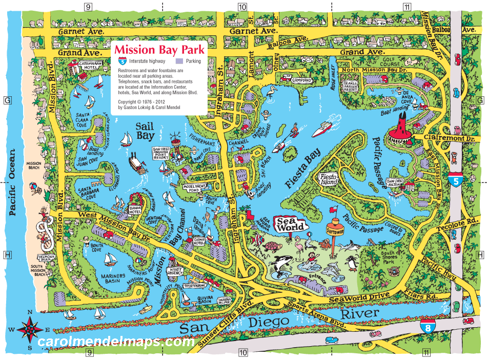 Crown point park is on the east side of crown point on mission bay in san diego. Map Of Mission Bay Park San Diego