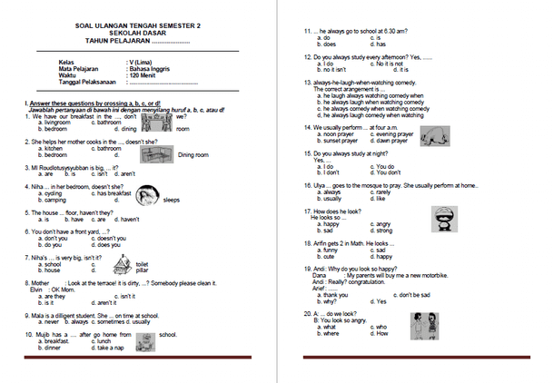 Soal Bahasa Osing Kelas 5 Semester 1 / Soal Ujian Semester 1 Bahasa