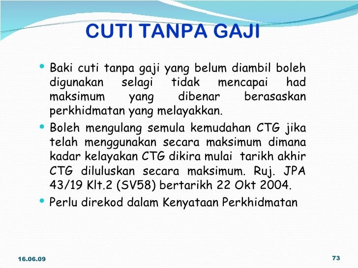 Contoh Surat Rasmi Cuti Tanpa Gaji