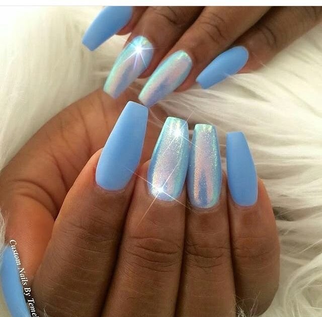 Baby Blue Nails With Glitter Nail And Manicure Trends