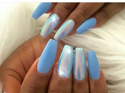 Baby blue nails with glitter 244921-Light blue nails with  glitter short