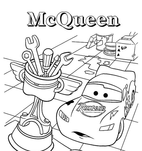 Cars The Surprised Lightning McQueen A4 Disney Coloring Pages Printable