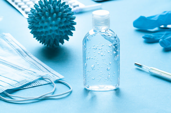 hand sanitizer sitting on desk