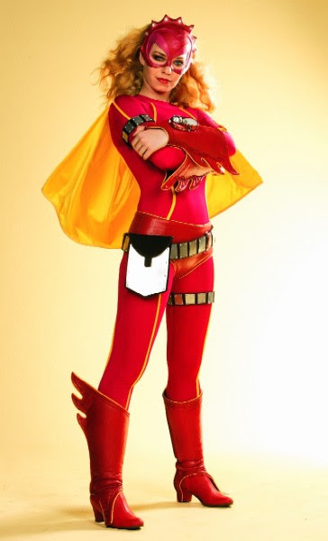 Mega mindy was named for a flemish children's television character who wears a pinkish red uniform. Mega Mindy