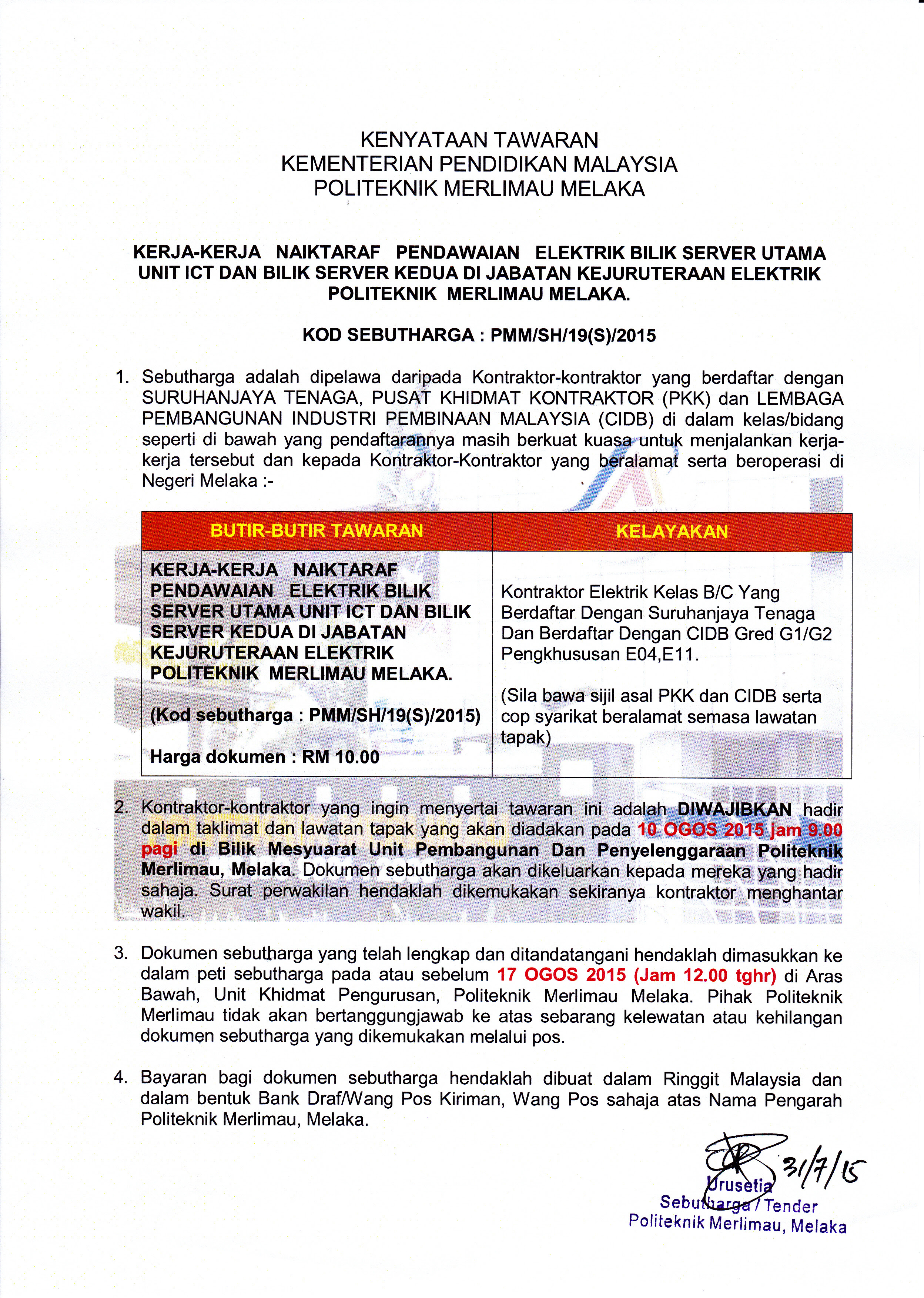 We did not find results for: Selamat Datang Ke Laman Web Rasmi Politeknik Merlimau Melaka