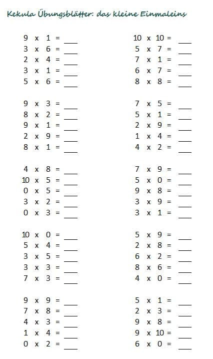 36 übungsaufgaben zum multiplizieren und dividieren mit ganzen zahlen. Ubungsblatter Kleines Und Grosses 1x1 Mathe Uben Fur Die Grundschule