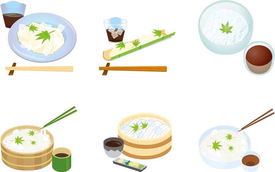 イラスト集 驚くばかりそうめん 流し イラスト