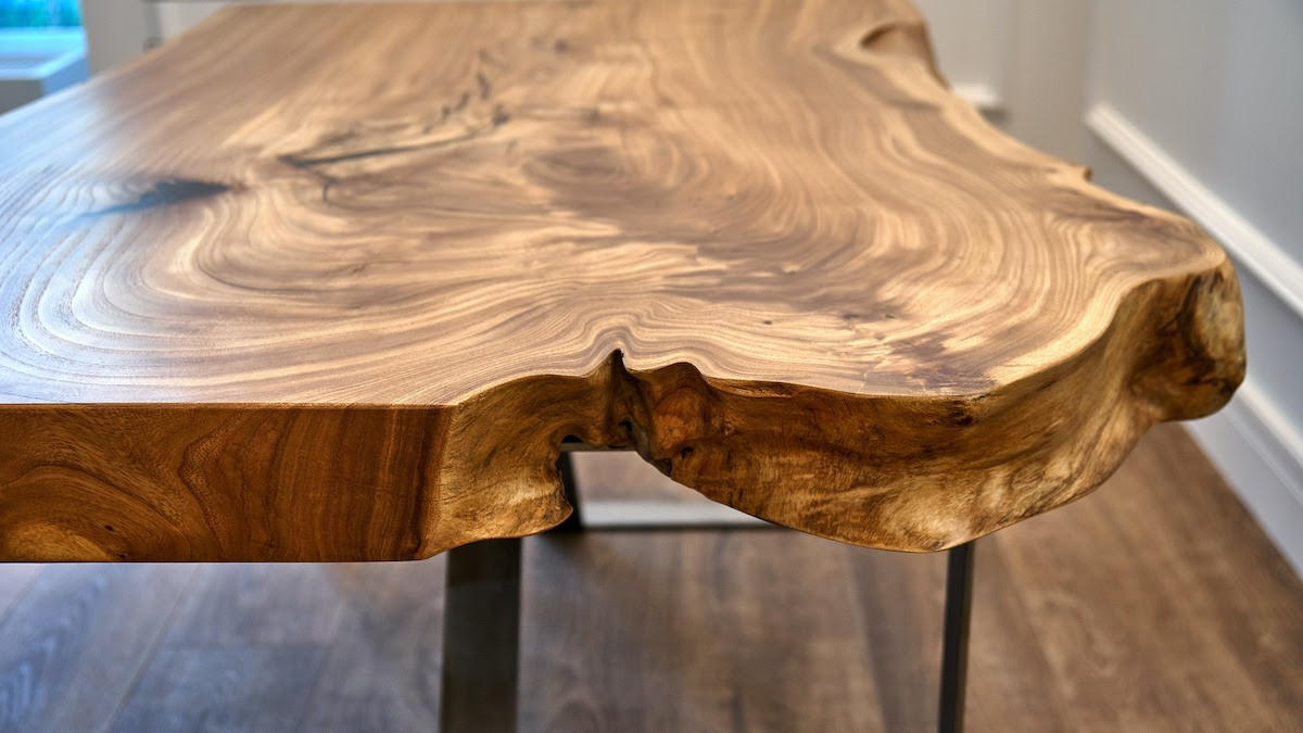 I bookmatched two live edge cherry slabs to make a dining table with a metal base for a friend and show you how i make it. How To Finish A Live Edge Wood Slab For Rustic Furniture 2021 Masterclass