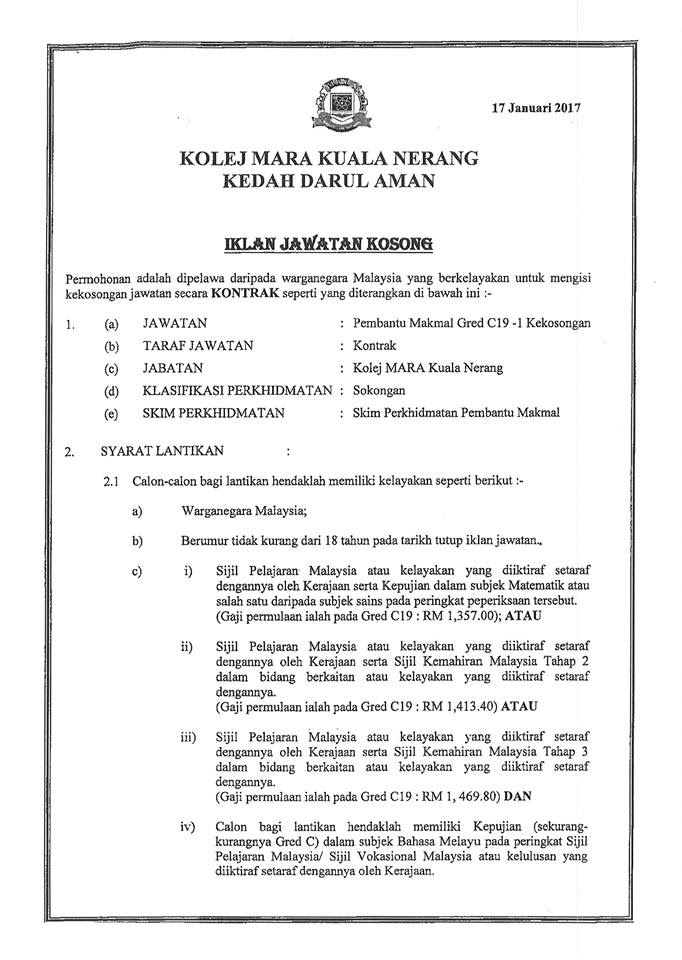 Kolej profesional mara (kpm) updated. Job Vacancies At Kolej Mara Kuala Nerang Jawatan Kosong 2020 Job Vacancies 2020