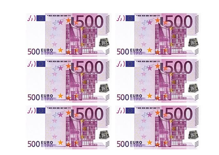 And now, this is actually the very first impression: 500 Euro Banknote Printable Template Free Printable Papercraft Templates