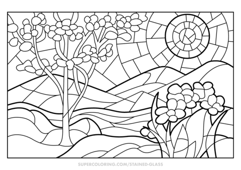 Coloring pages stained glass crosses google search. Lente Glas In Lood Kleurplaat Gratis Kleurplaten Printen