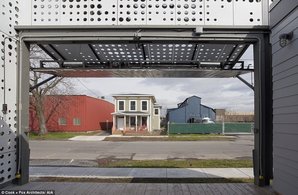 The garage of the Syracuse home