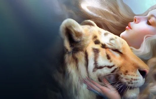 Image : Wallpaper fantasy, tiger, girl, love wallpapers fantasy - download ...