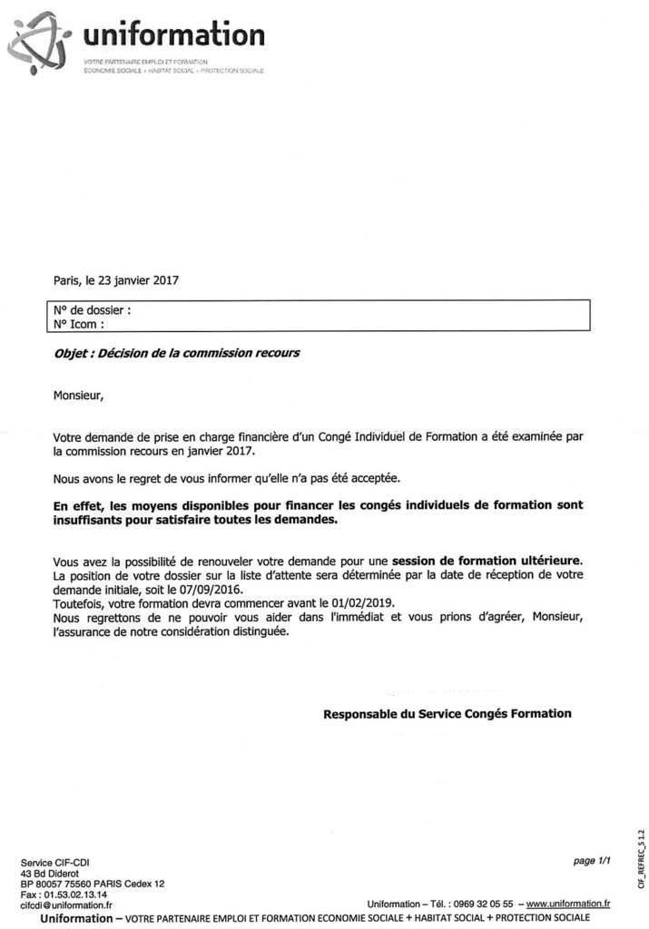 Modele De Lettre Demande De Recours Gracieux Fongecif  Exemple de Lettre