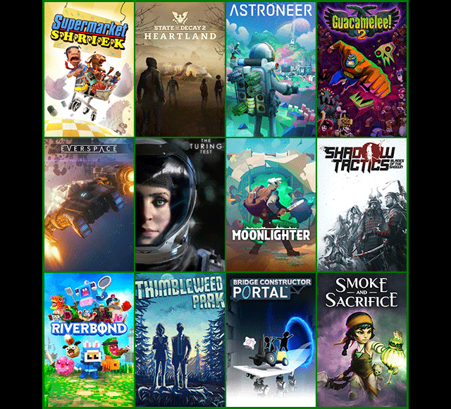 A collage of box art for twelve games new to Xbox Game Pass.