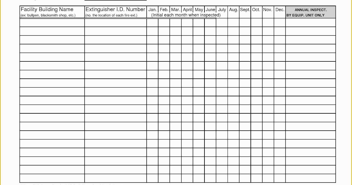 Printable Fire Extinguisher Inspection Log / Fire ...