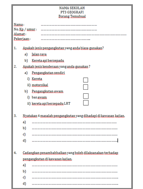 Contoh Soalan Soal Selidik Sisa Domestik - Malacca 2