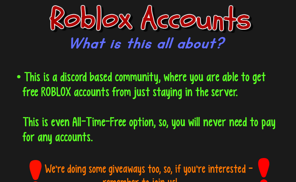 Free Discord Accounts 2019 - roblox 2007 account dump roblox generator game