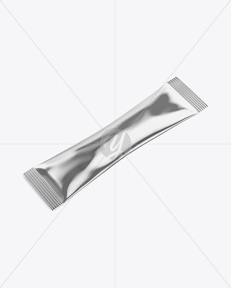 Download Download Metallic Stick Sachet Mockup - Half Side View (High-Angle Shot) PSD