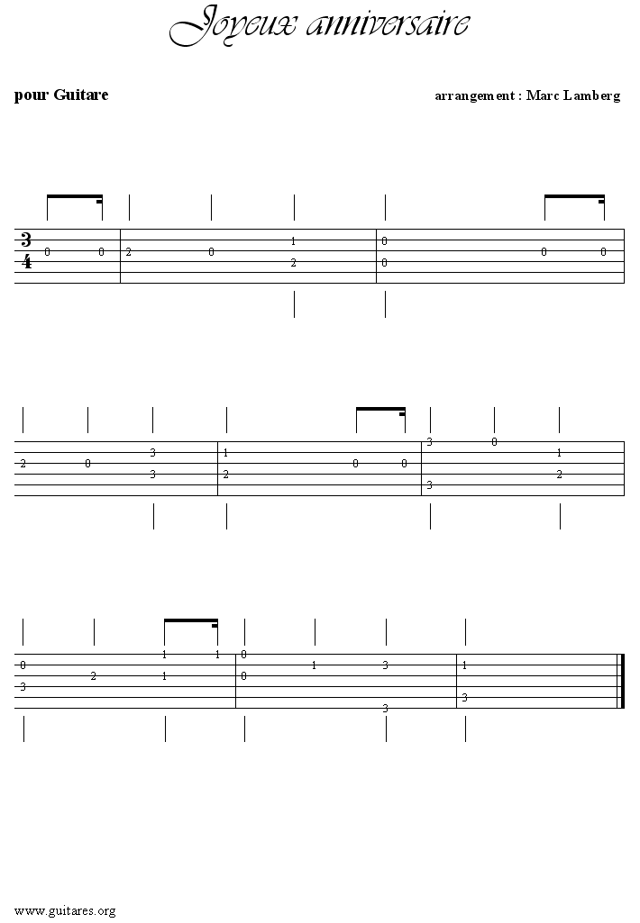 Joyeux Anniversaire Partition Guitare Joyeux Anniversaire Partition Guitare