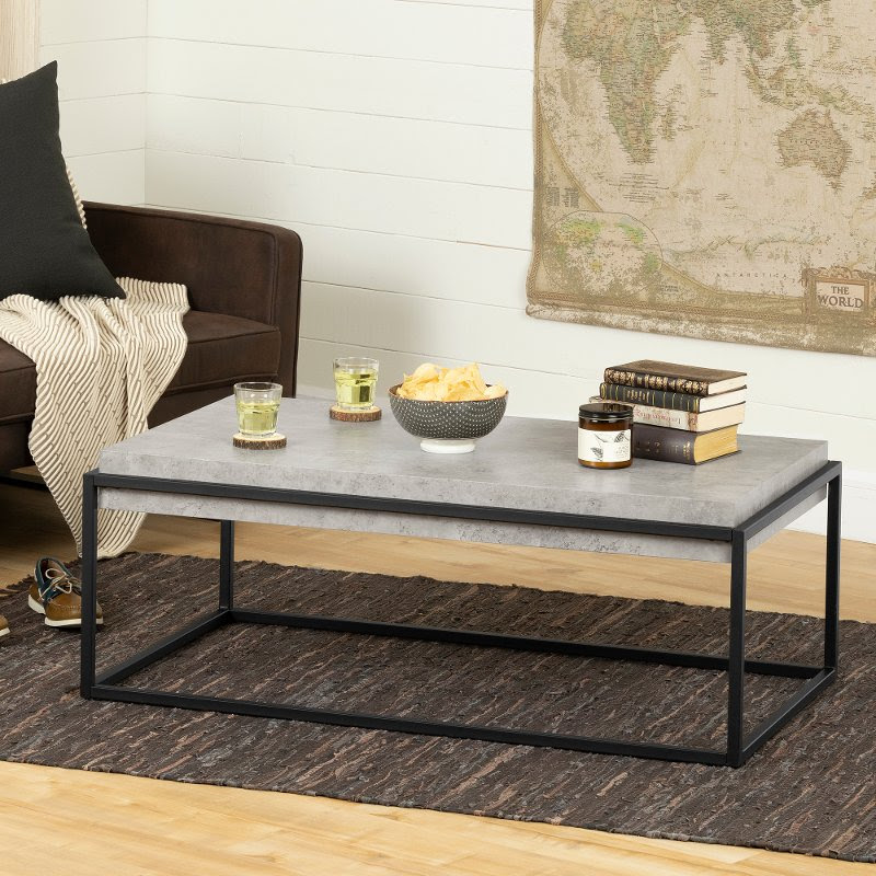 Features a hand applied parchment white finish. Concrete Gray And Black Coffee Table Mezzy Rc Willey