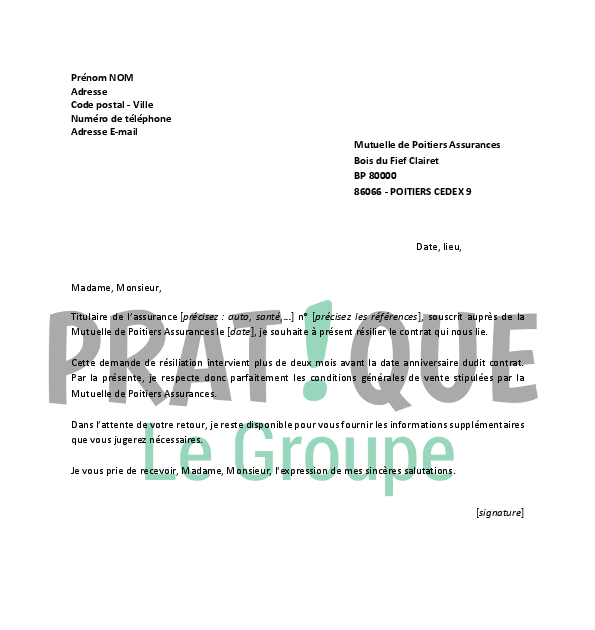 lettre de résiliation crédit mutuel