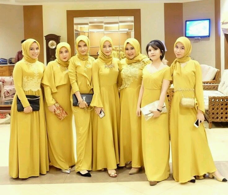 27 Model Baju  Pesta Brokat Warna  Kuning  Paling Trend 