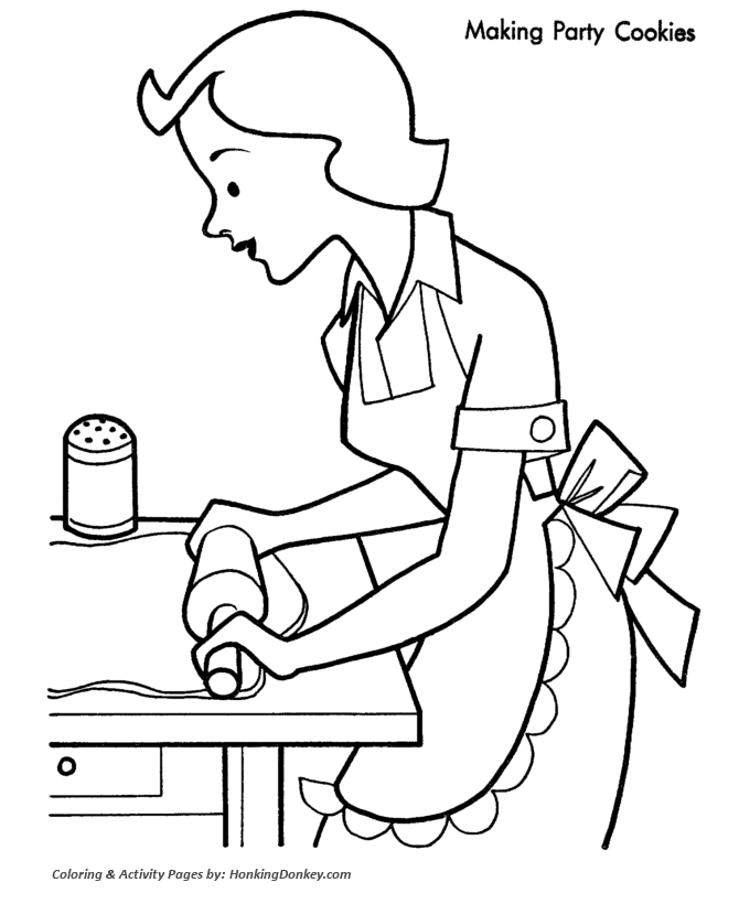 The image(s) in the file is protected by copyright. Christmas Party Coloring Pages Making Kids Christmas Party Cookies Coloring Sheet Honkingdonkey