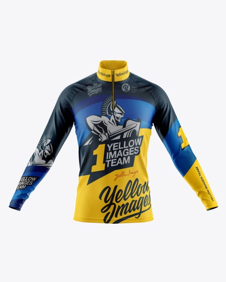Download Download Men's Cycling Jersey With Long Sleeve Mockup - Front View Object Mockups