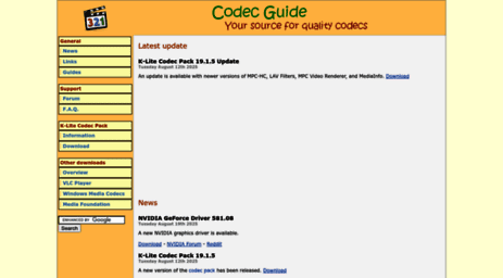 It includes a lot of codecs for playing and editing the most used video formats in the internet. Visit Codecguide Com Codec Guide K Lite Codec Pack For Windows 10 8 1 7 Vista