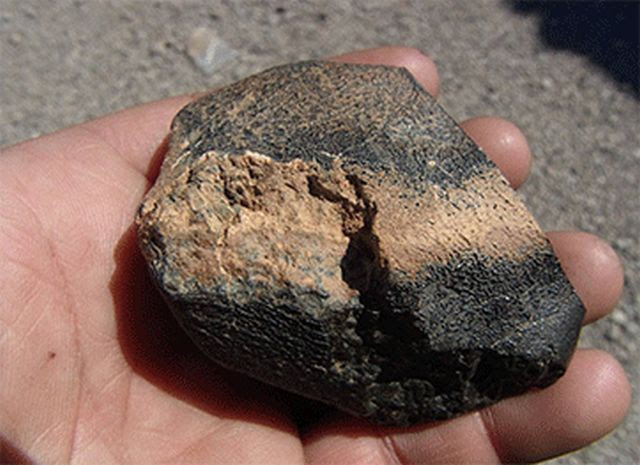 A sample from the meteorite Northwest Africa 7635. Image: Mohammed Hmani