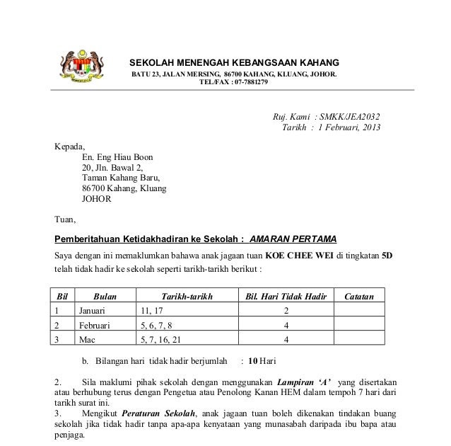 Surat Rasmi Amaran - J Kosong r