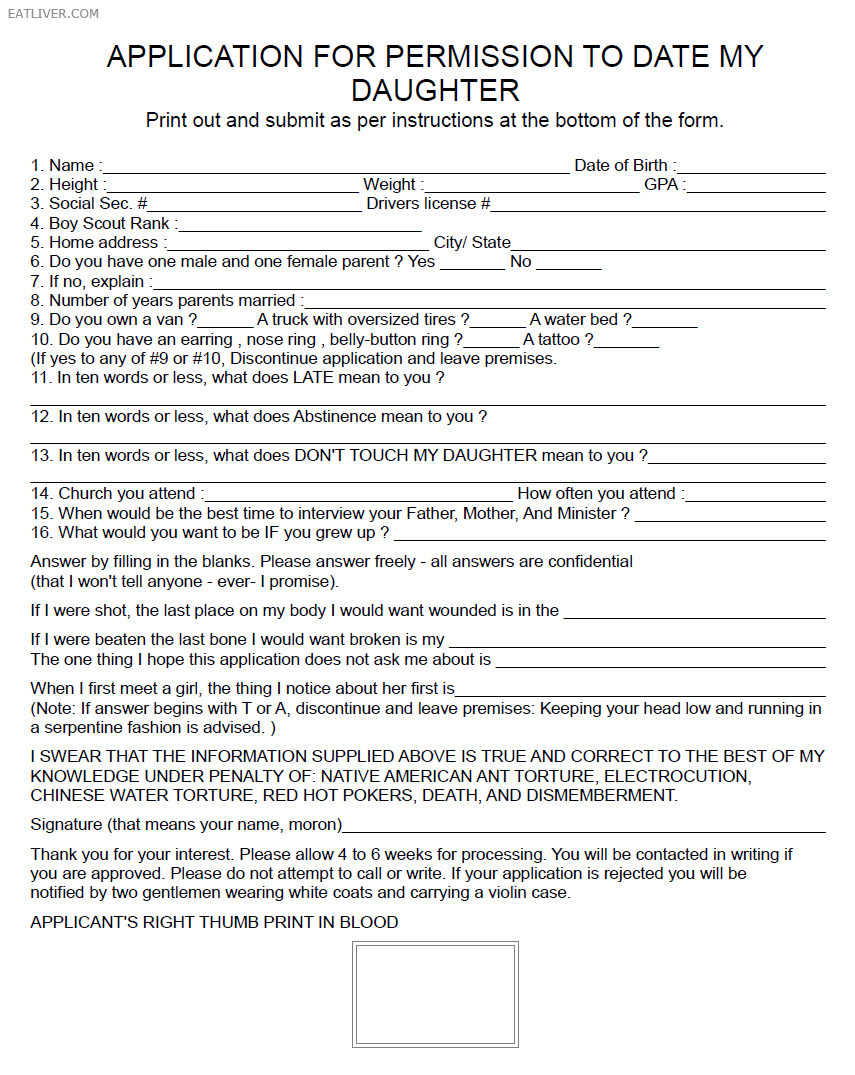 APPLICATION FOR DATING by Alan - PDF Archive