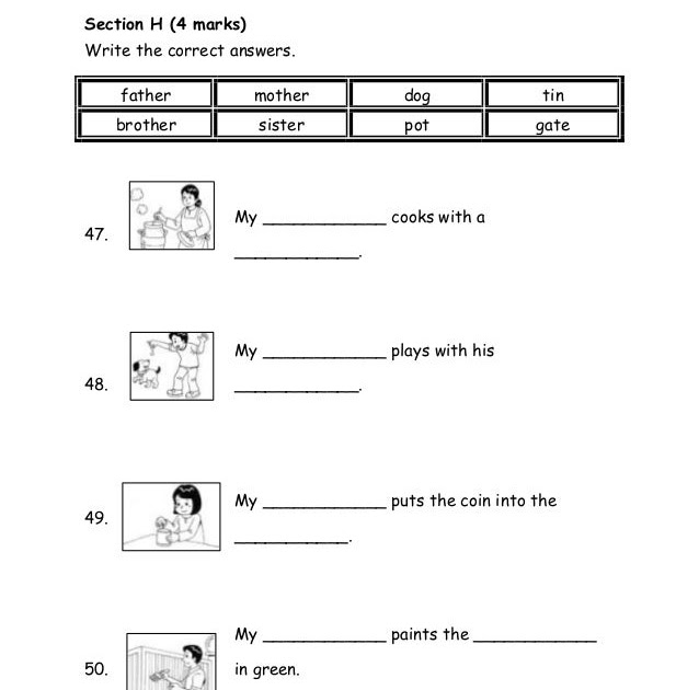 Soalan Bahasa English Darjah 1 - Kosong Kerja