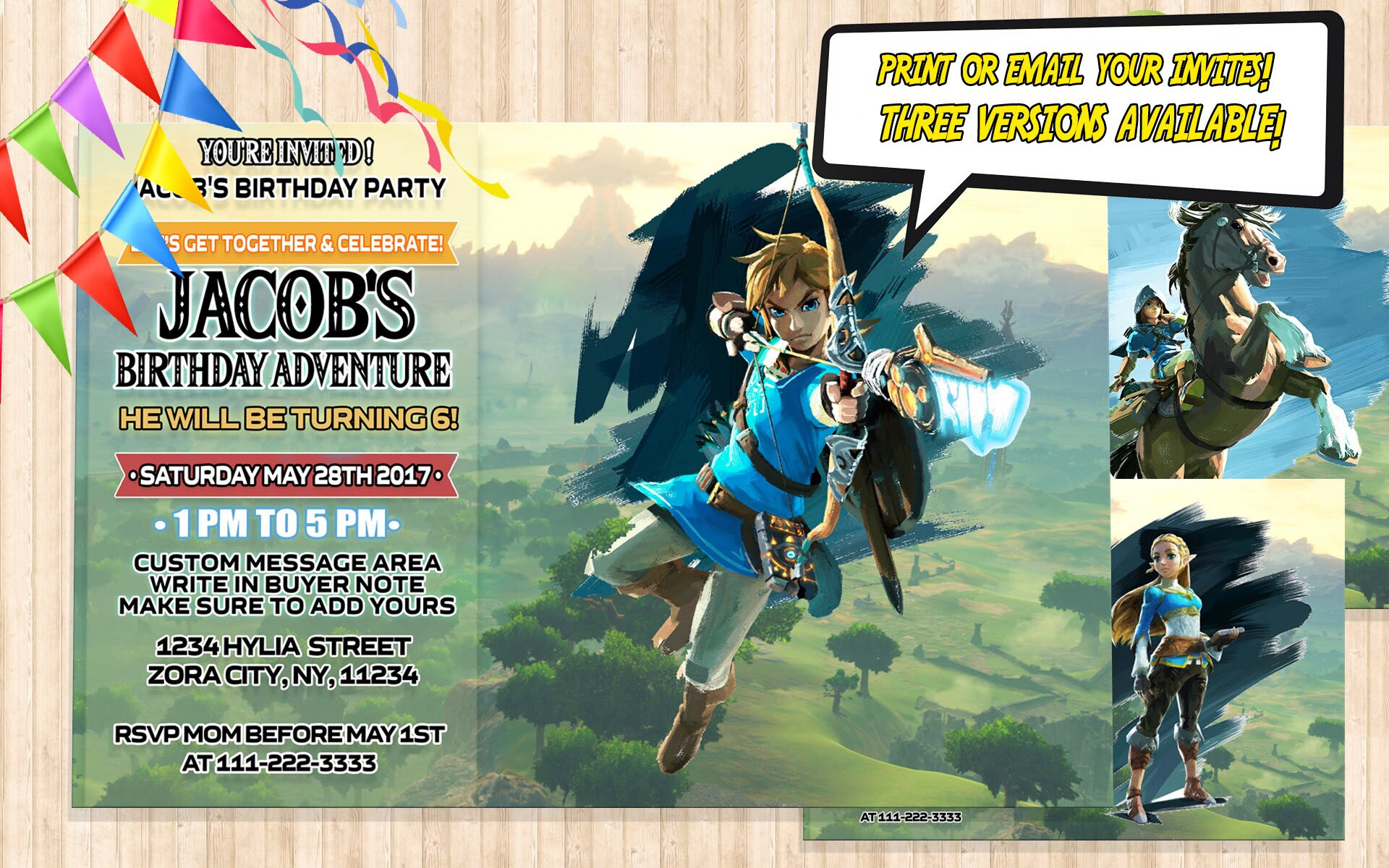Invitation Anniversaire Zelda Dann Yuki