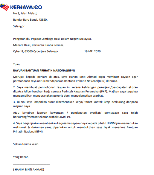 Surat Rayuan To Lhdn - Rumah Minion