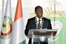 Ivory Coast President Alassane Ouattara speaks during his inauguration ceremony at the Presidential Palace in Abidjan, Ivory Coast December 14, 2020. Sia Kambou/Pool via REUTERS