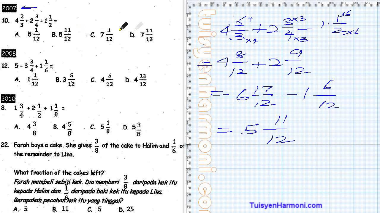 Contoh Soalan Kuiz Matematik Tahun 1 - Soalan d