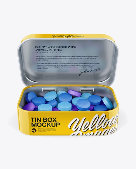Download Opened Glossy Tin Box With Candies Mockup - Front View ...