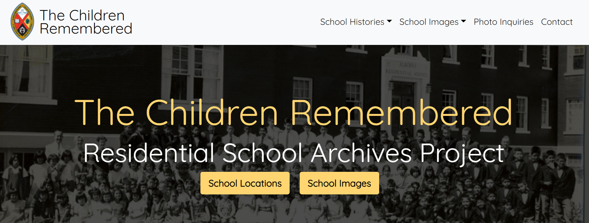 Screen shot of The Children Remembered website