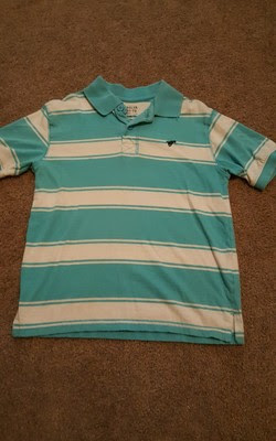 Wrangler Blue  White Striped Short Sleeve Polo Shirt Boys Size 67 Cheap